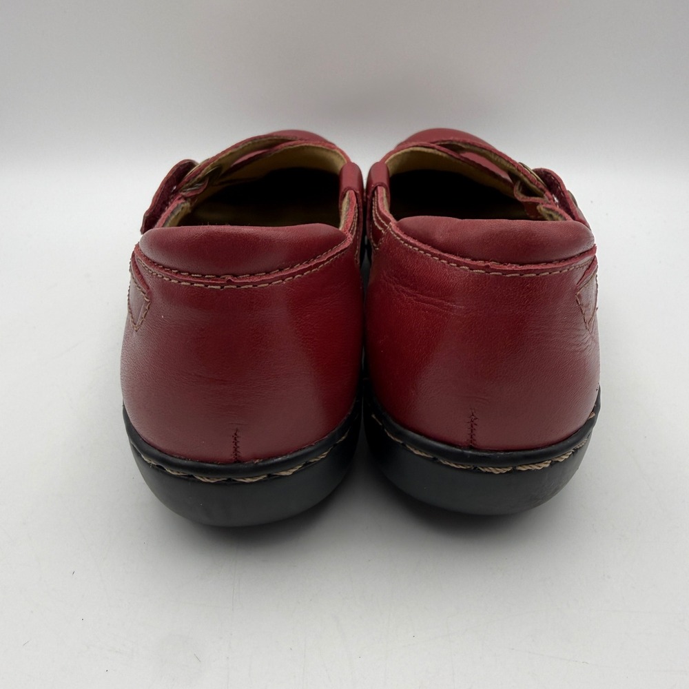 Clarks Mary Jane Flats Womens 9.5 Red Leather Cutout Strappy Comfort Casual - Picture 4 of 8
